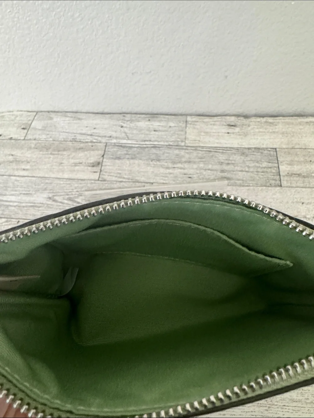 Coach Pale Green Patent Signature Zip Wristlet NWT